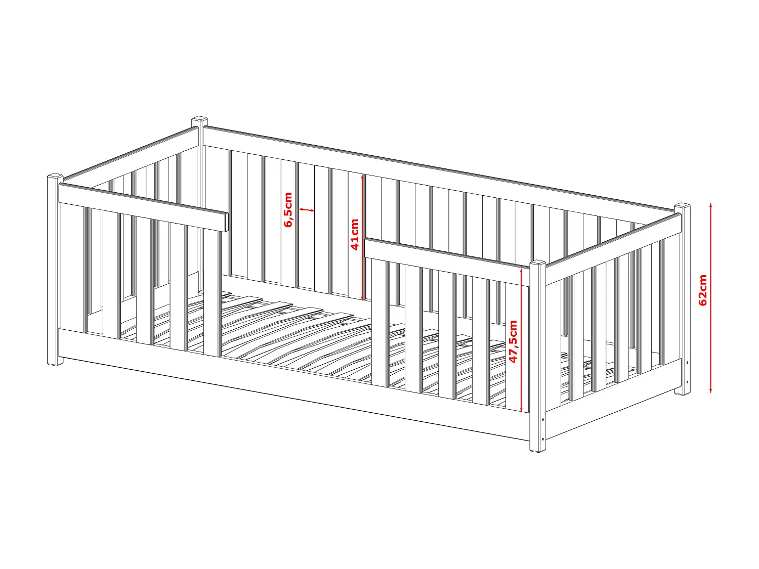 Letto singolo FERO KSB001 80x160 cm Grafite