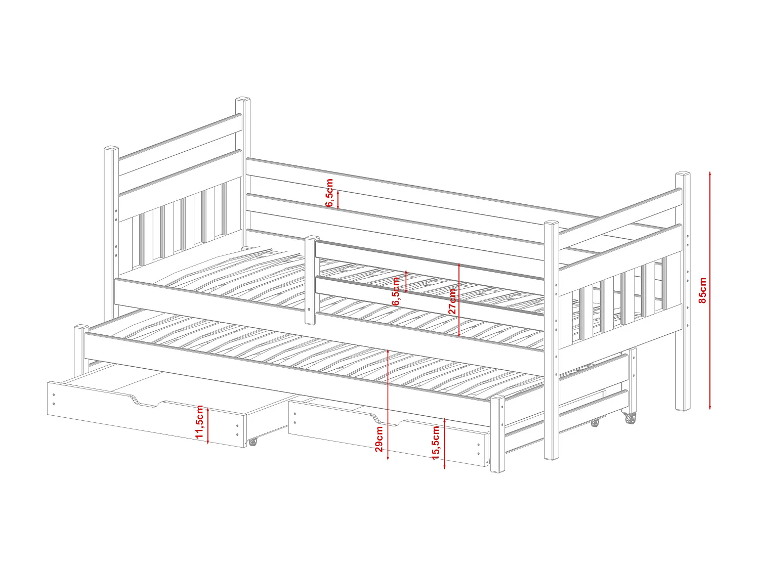 Kinderbett DANIEL KSB014 80x190 cm Beige