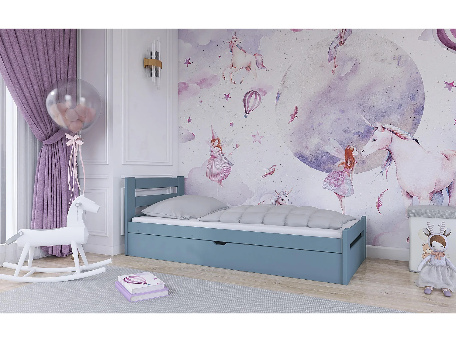 Lit enfant NELA KSB005 90x200 cm Gris