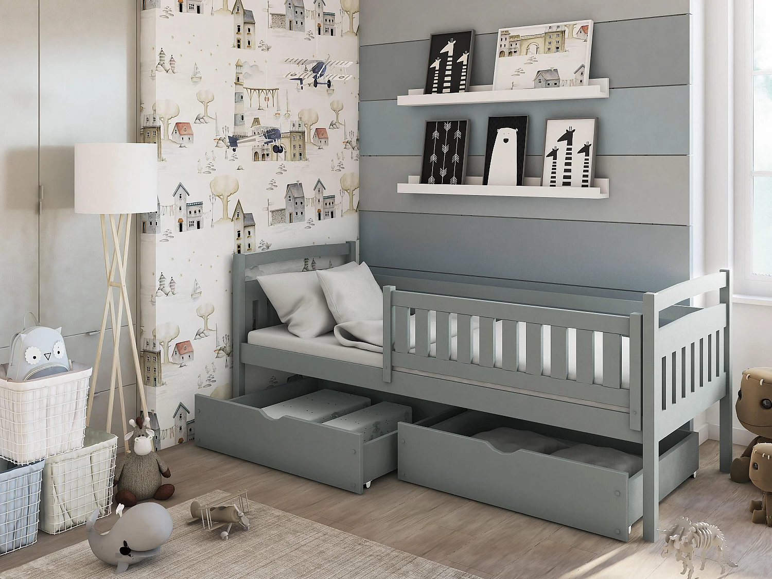Lit enfant TERRY KSB004 90x190 cm Gris
