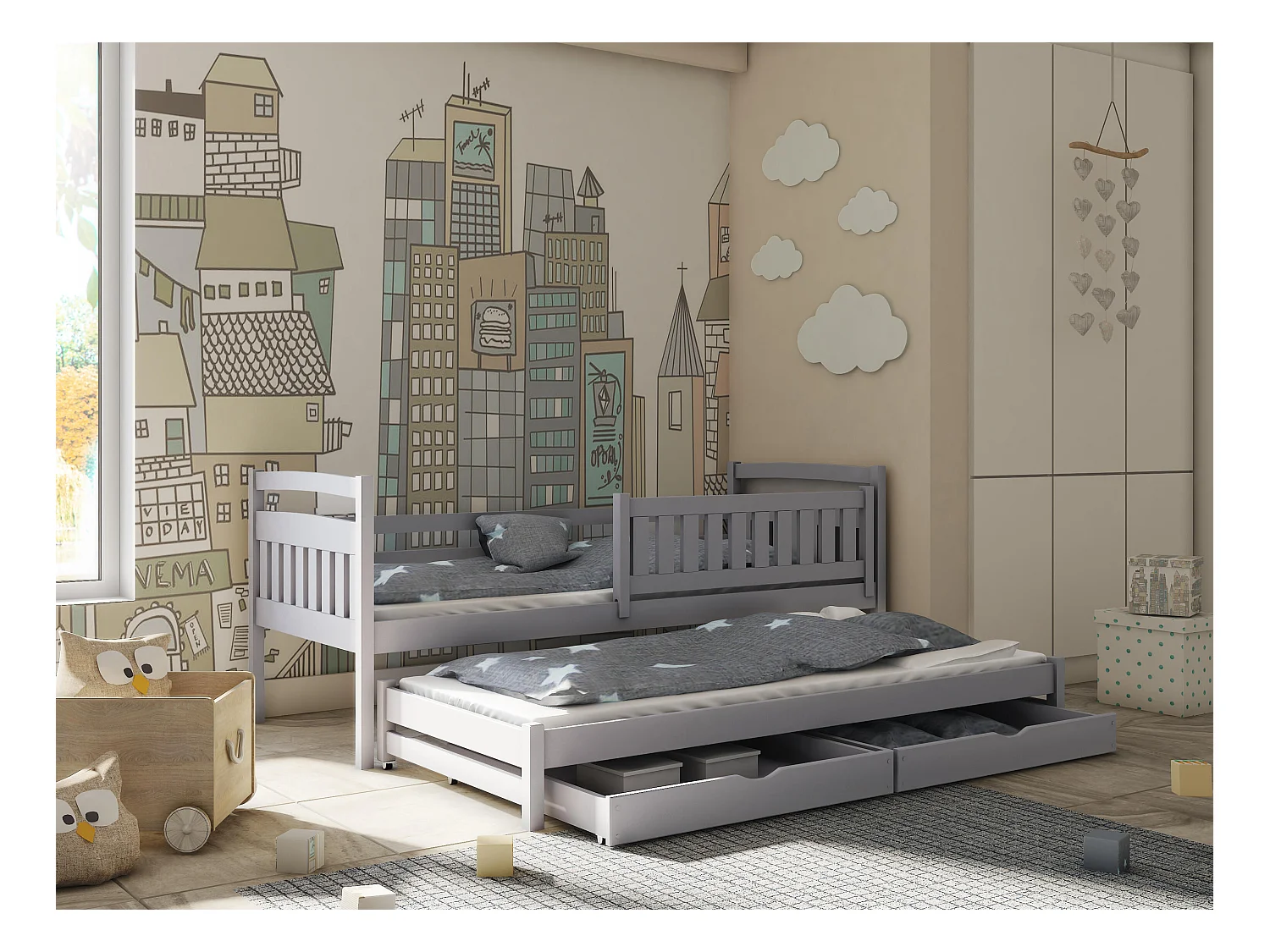 Bed GALAXY KSB014 80x190 cm Grijs