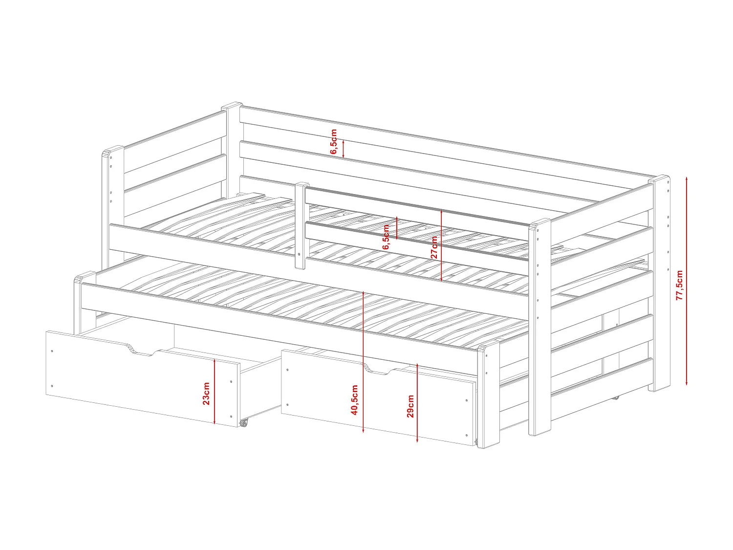 Cama de solteiro infantil SENSO KSB004 90x190 cm Branco