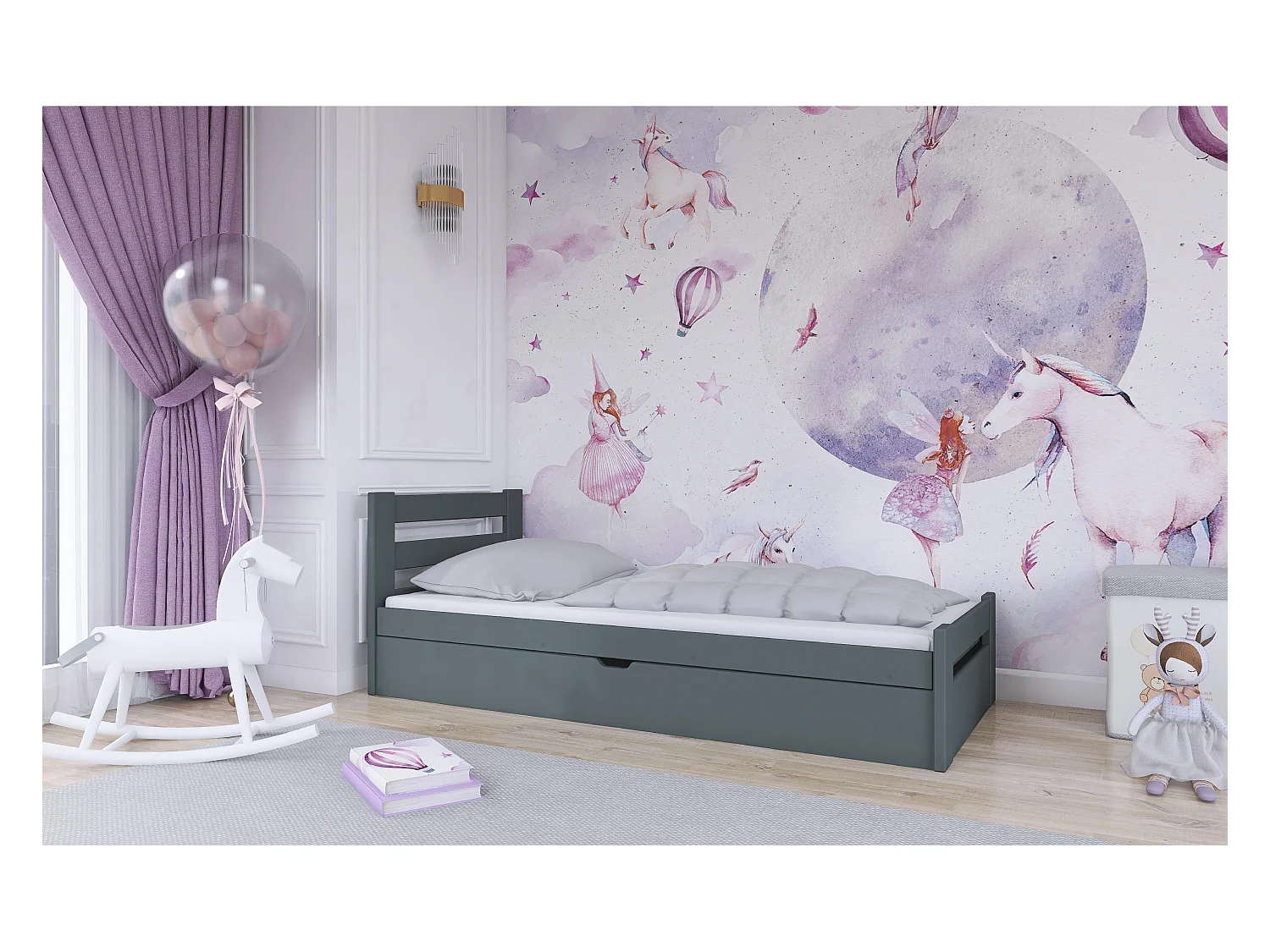 Bed NELA KSB014 80x190 cm Grafiet