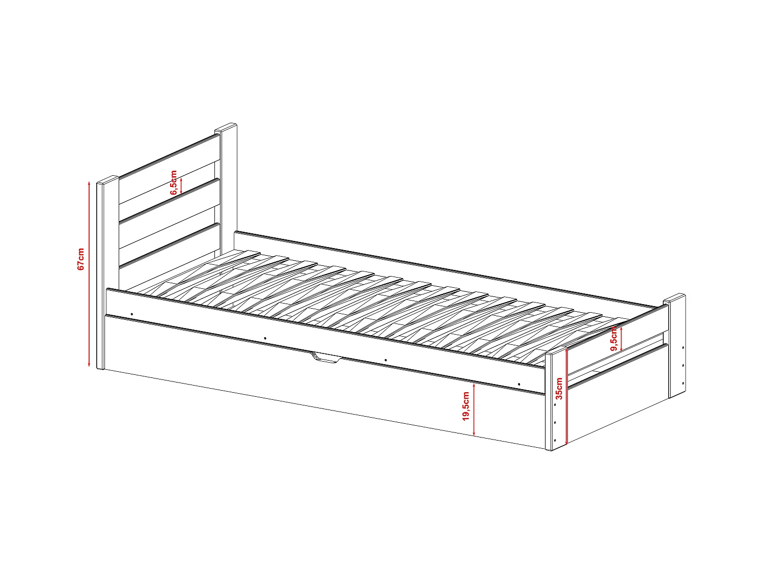 Bed NELA KSB014 80x190 cm Grafiet
