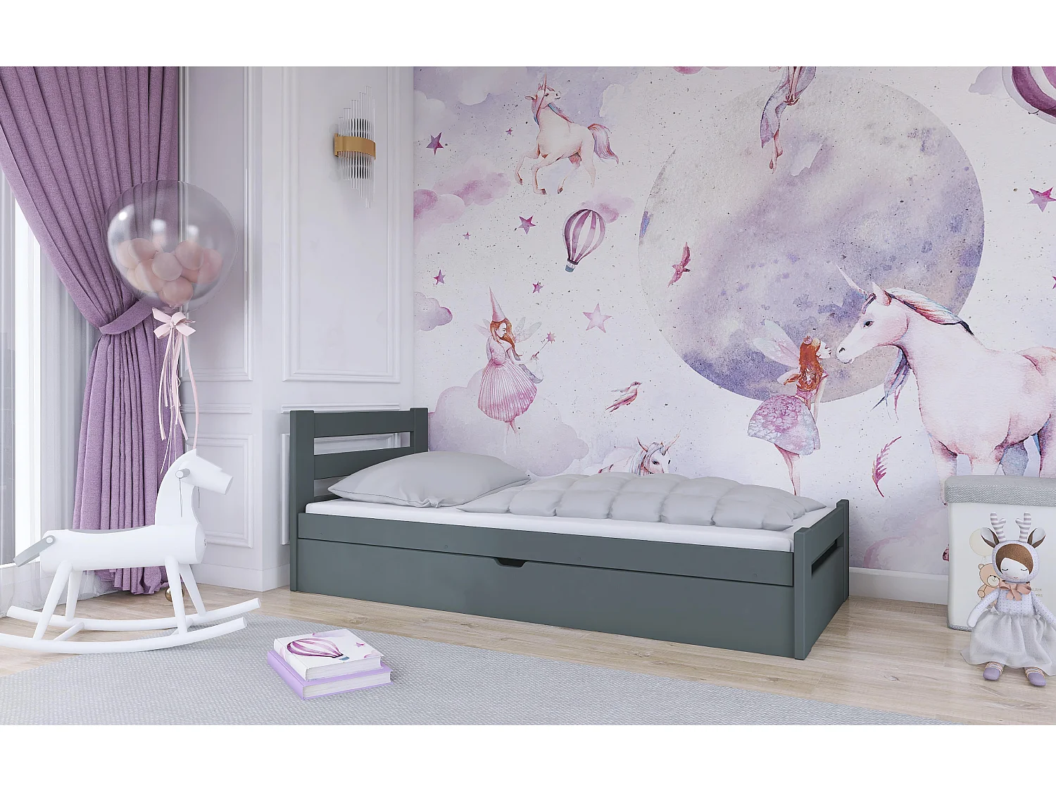 Bed NELA KSB012 90x180 cm Grafiet