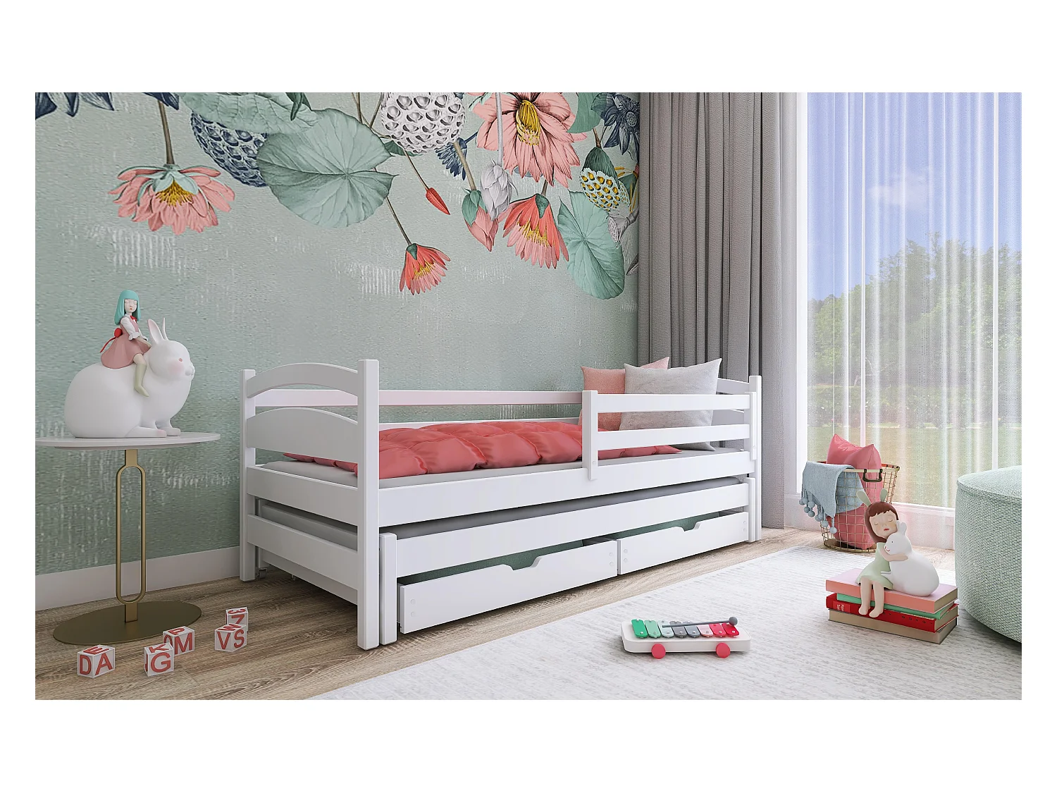 Lit enfant TOSIA KSB014 80x190 cm Blanc