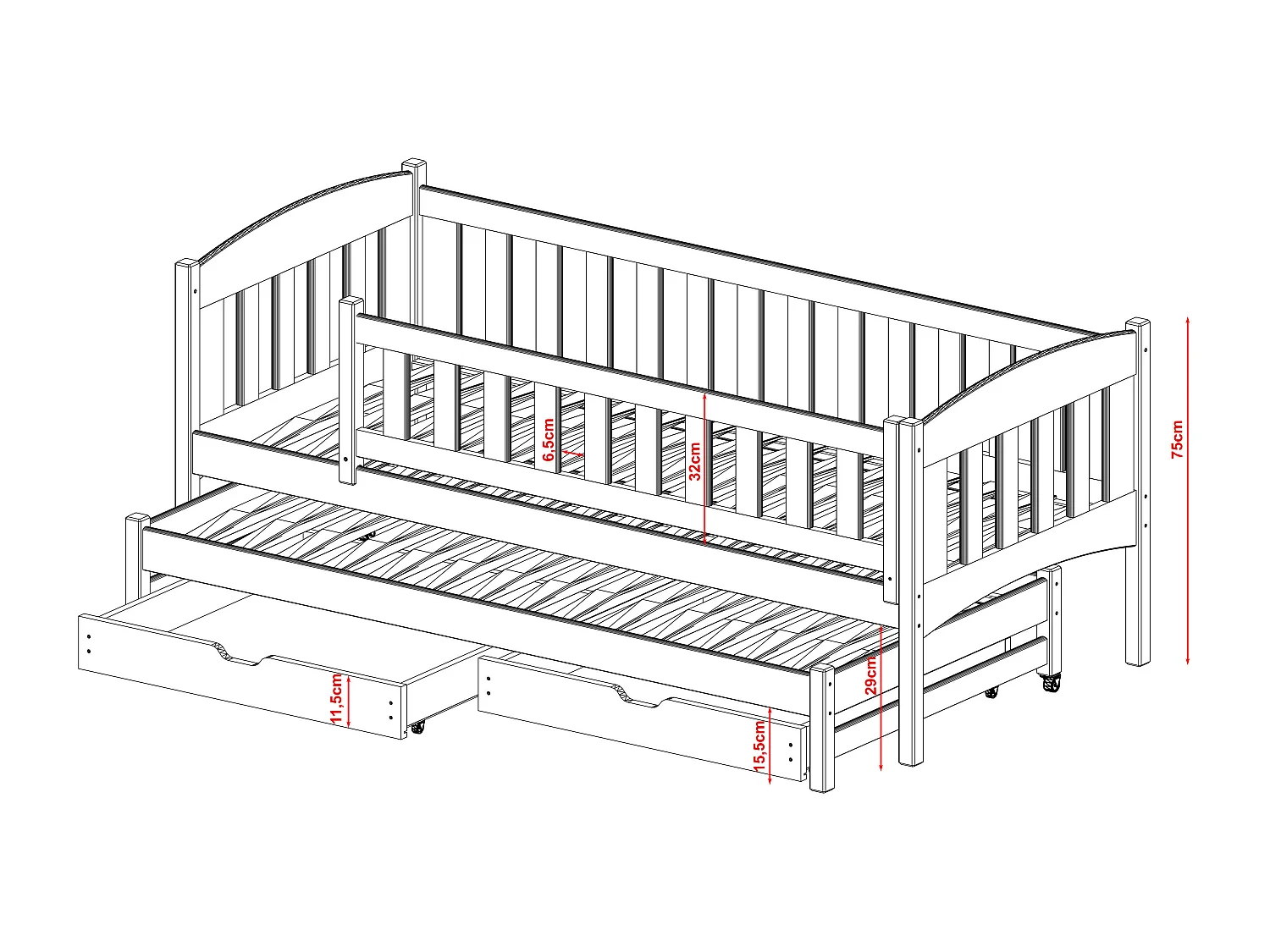 Lit enfant AMELKA KSB014 80x190 cm Beige