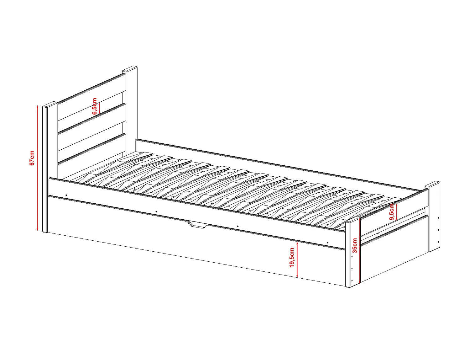Letto singolo NELA KSB002 80x180 cm Grigio