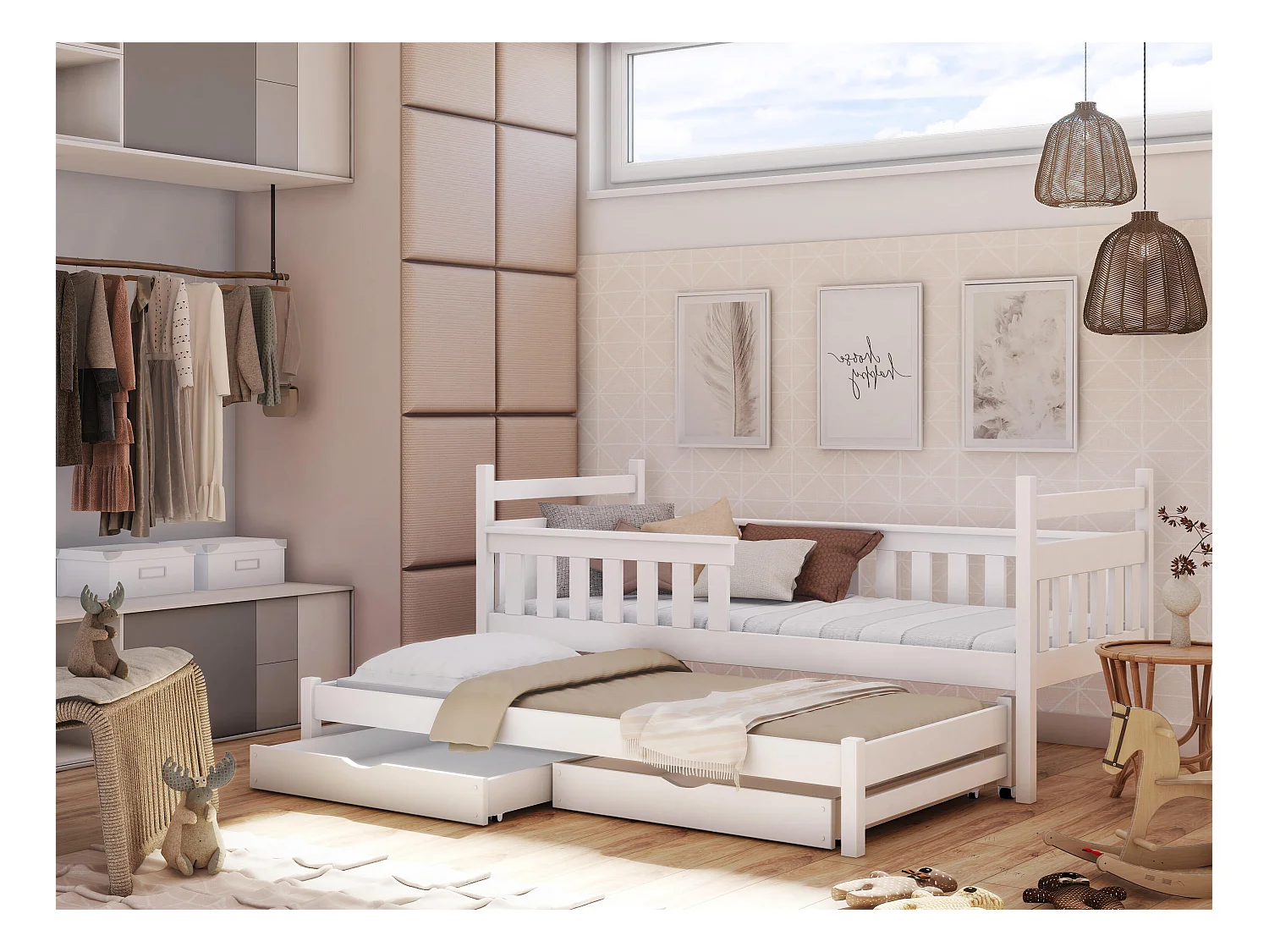 Lit enfant DOMINIK KSB001 80x160 cm Blanc