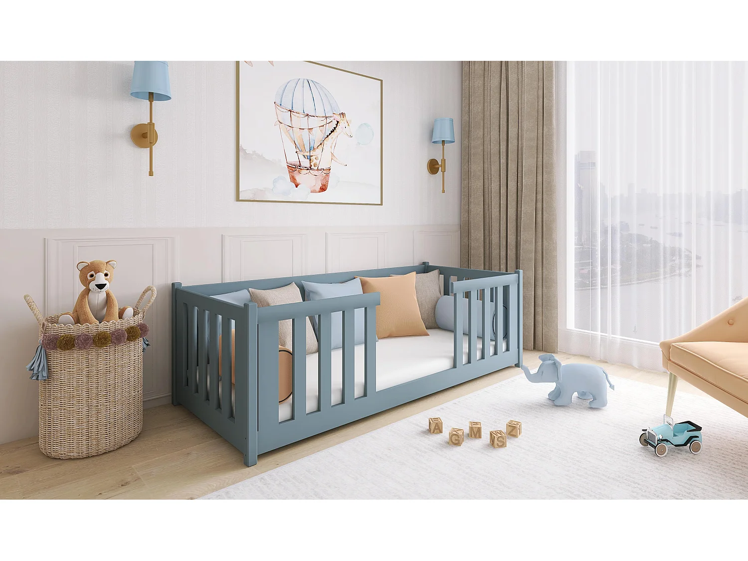 Lit enfant FERO KSB005 90x200 cm Gris
