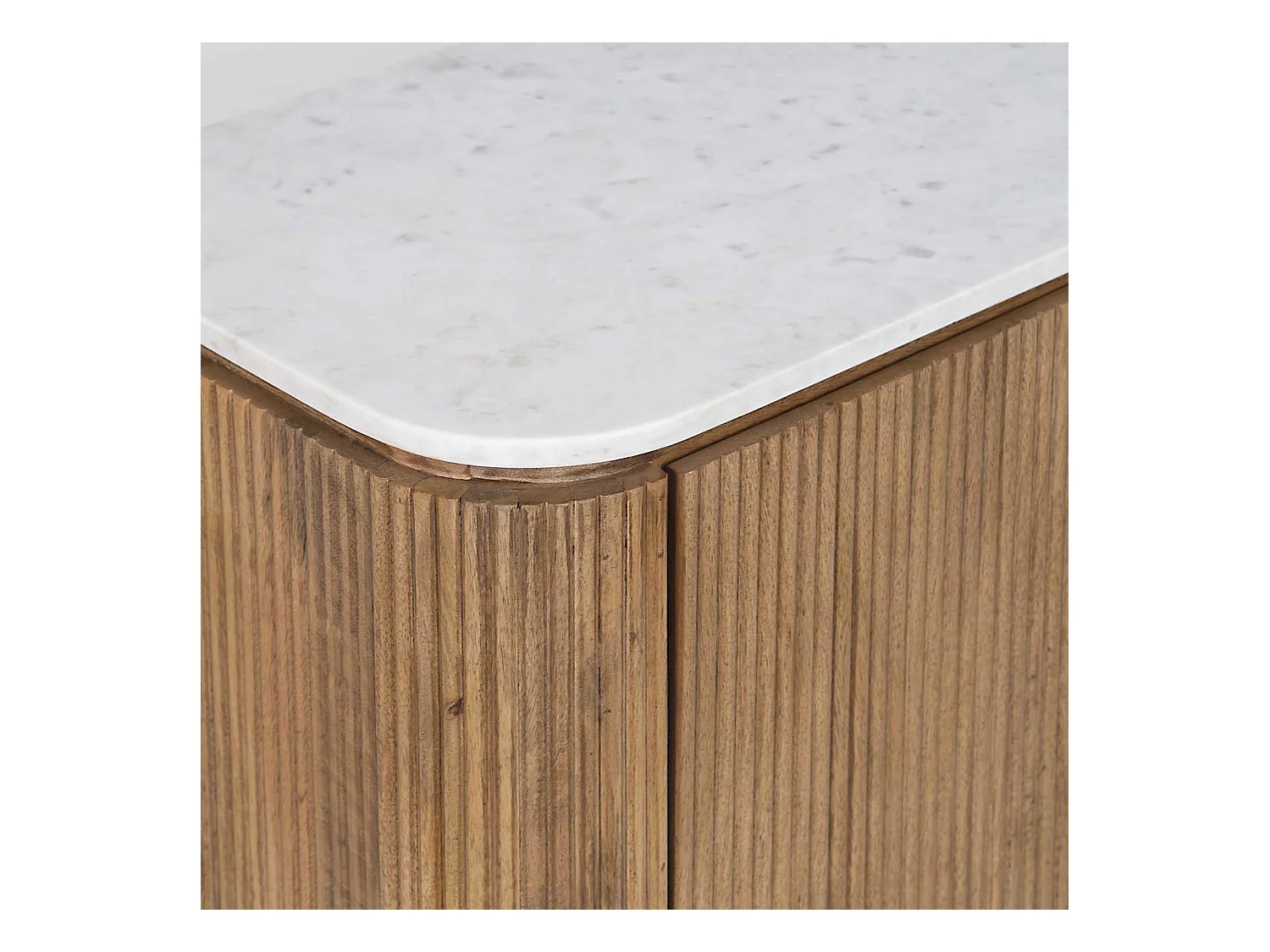 Buffet bas 2 portes plateau marbre blanc | Manguier Kfir II