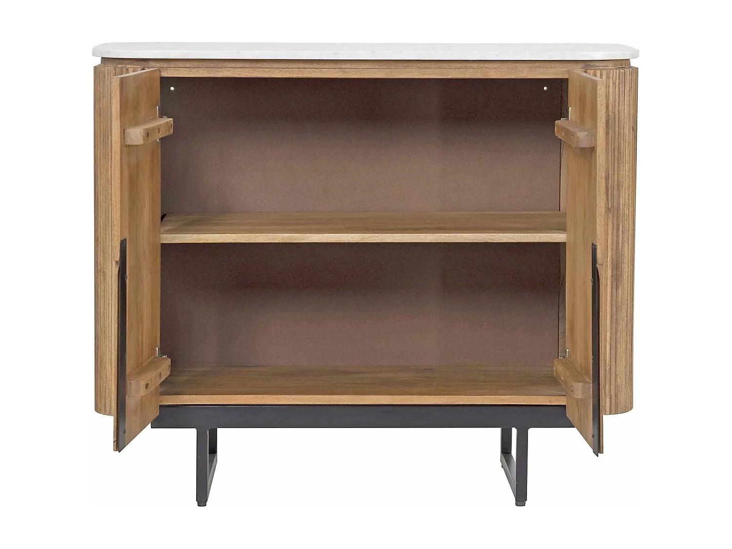 Buffet bas 2 portes plateau marbre blanc | Manguier Kfir II