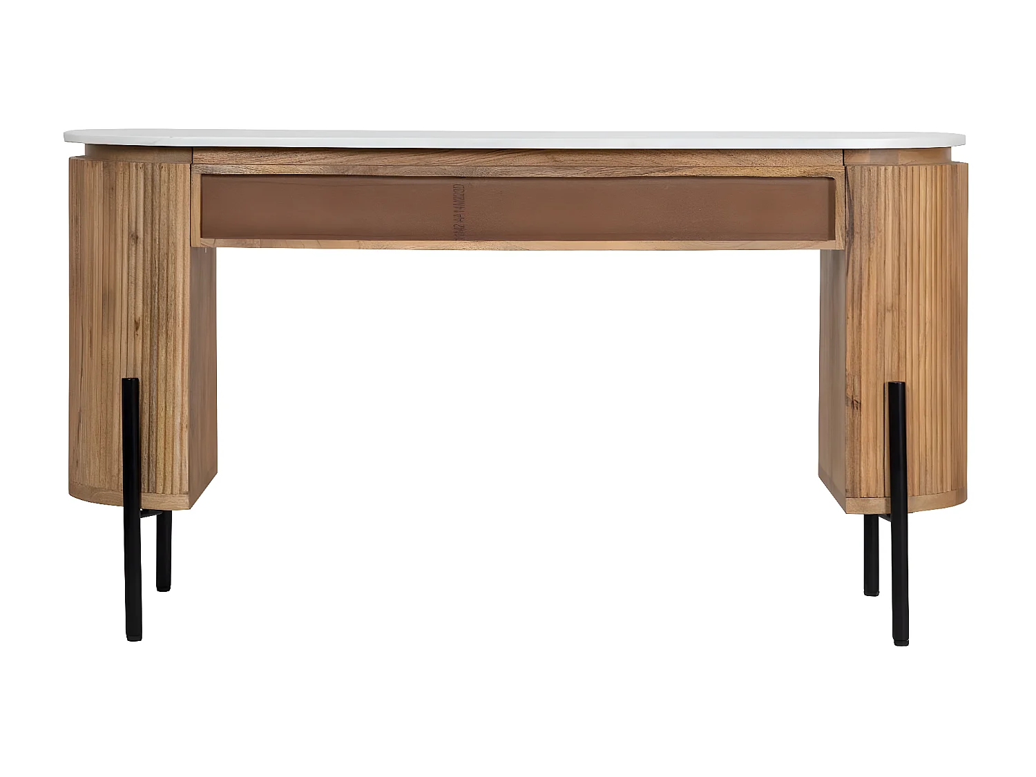 Bureau 2 tiroirs plateau marbre blanc | Manguier Kfir II