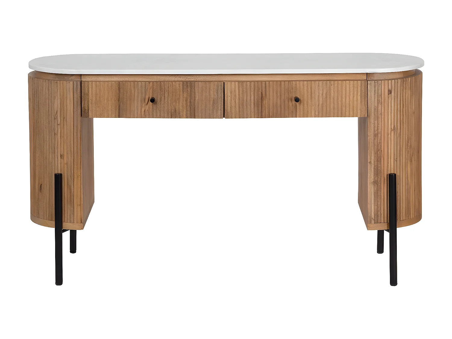 Bureau 2 tiroirs plateau marbre blanc | Manguier Kfir II