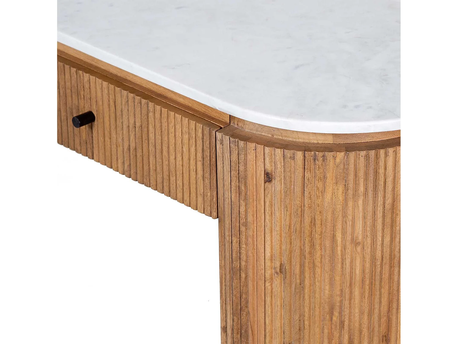 Bureau 2 tiroirs plateau marbre blanc | Manguier Kfir II