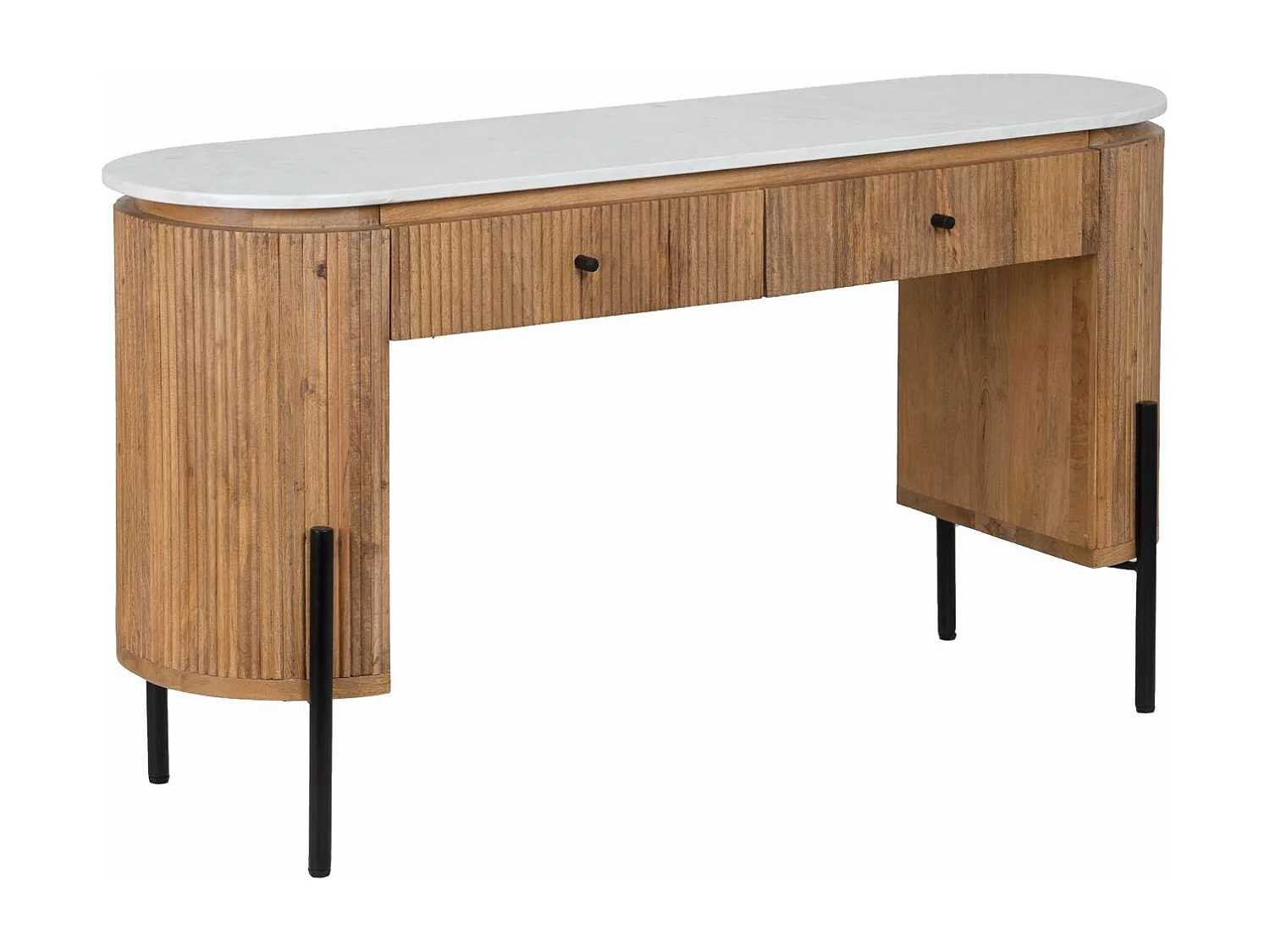 Bureau 2 tiroirs plateau marbre blanc | Manguier Kfir II