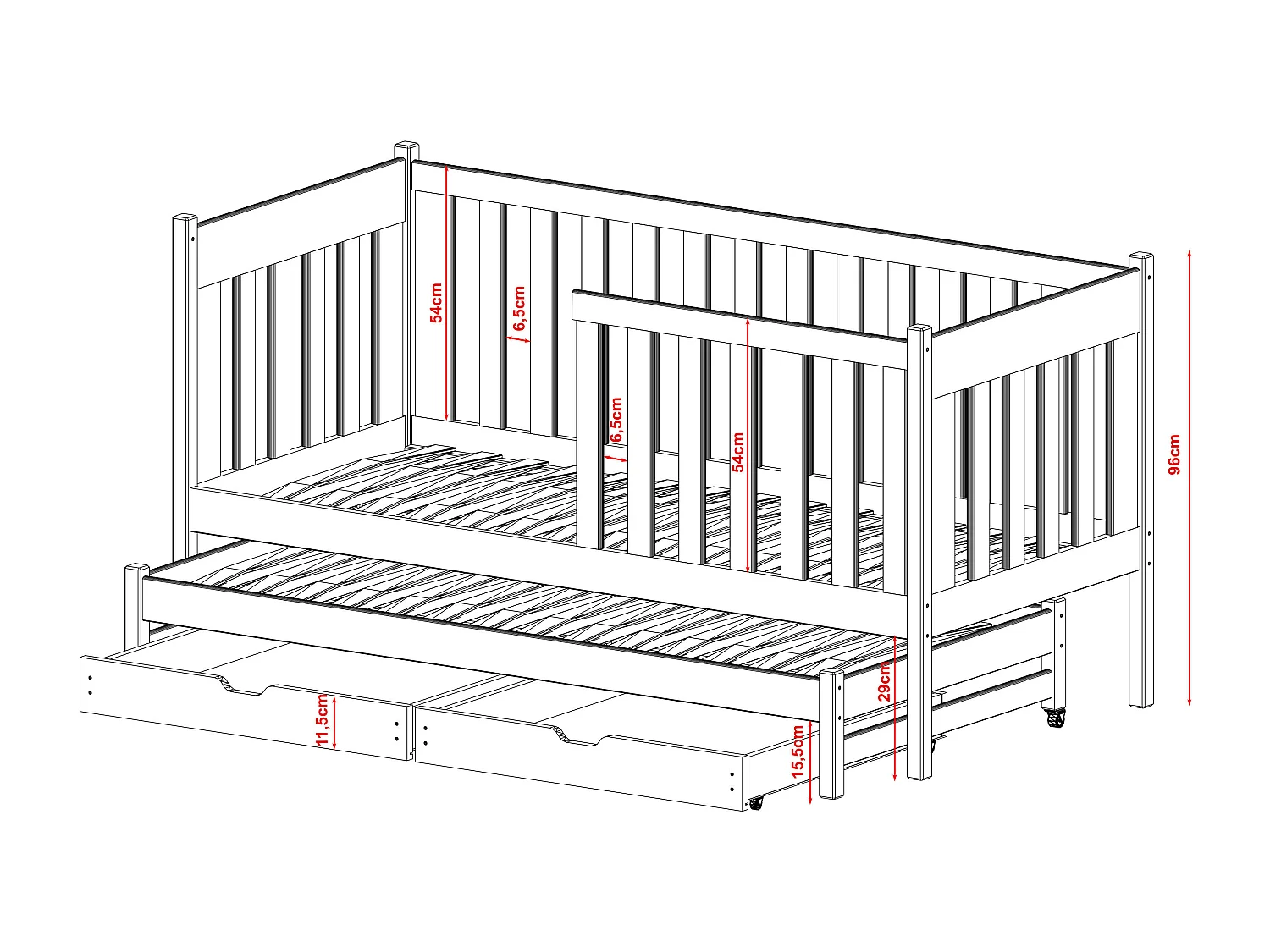 Lit enfant KAJA KSB005 90x200 cm Blanc