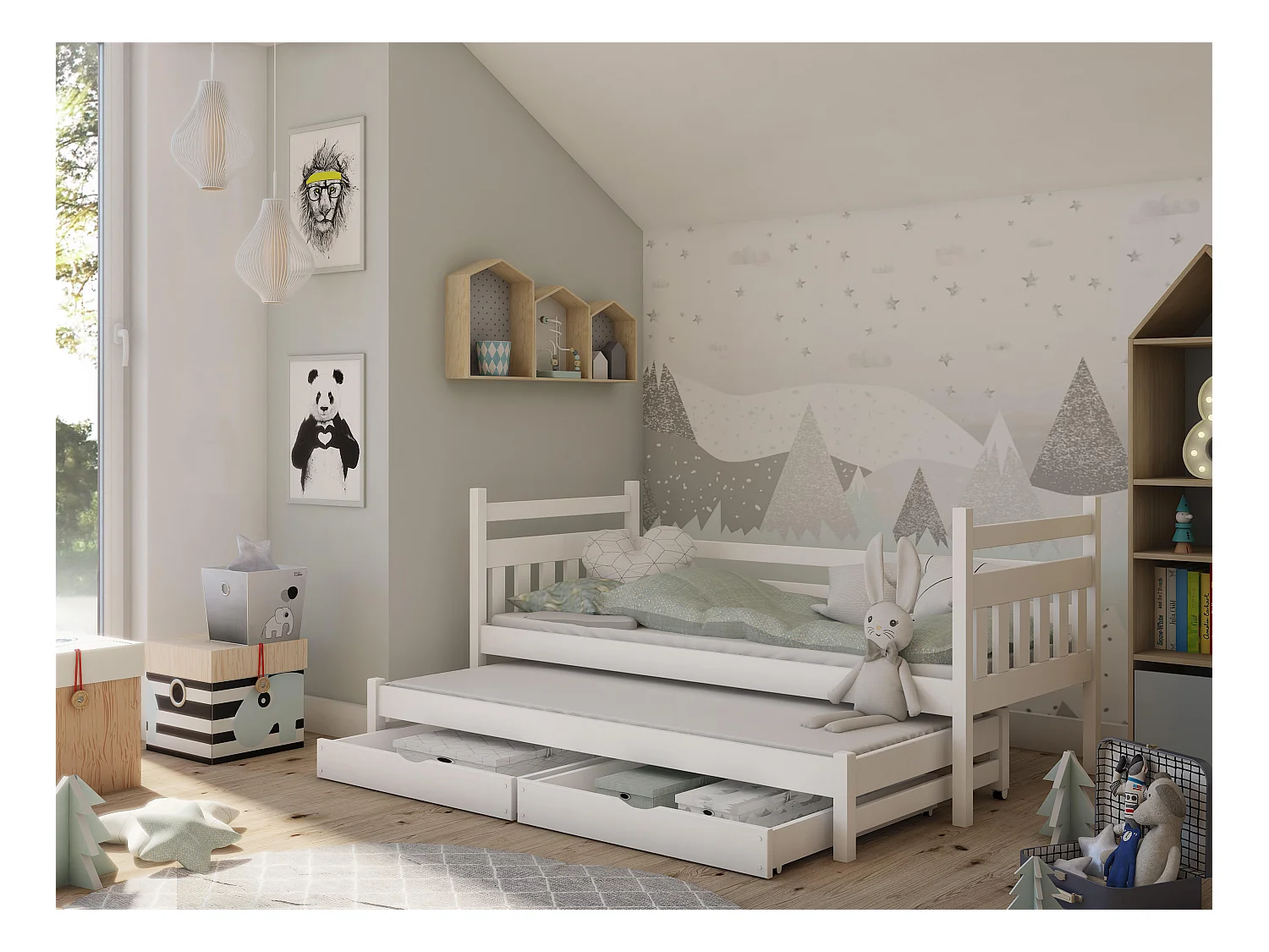 Lit enfant DANIEL KSB001 80x160 cm Blanc