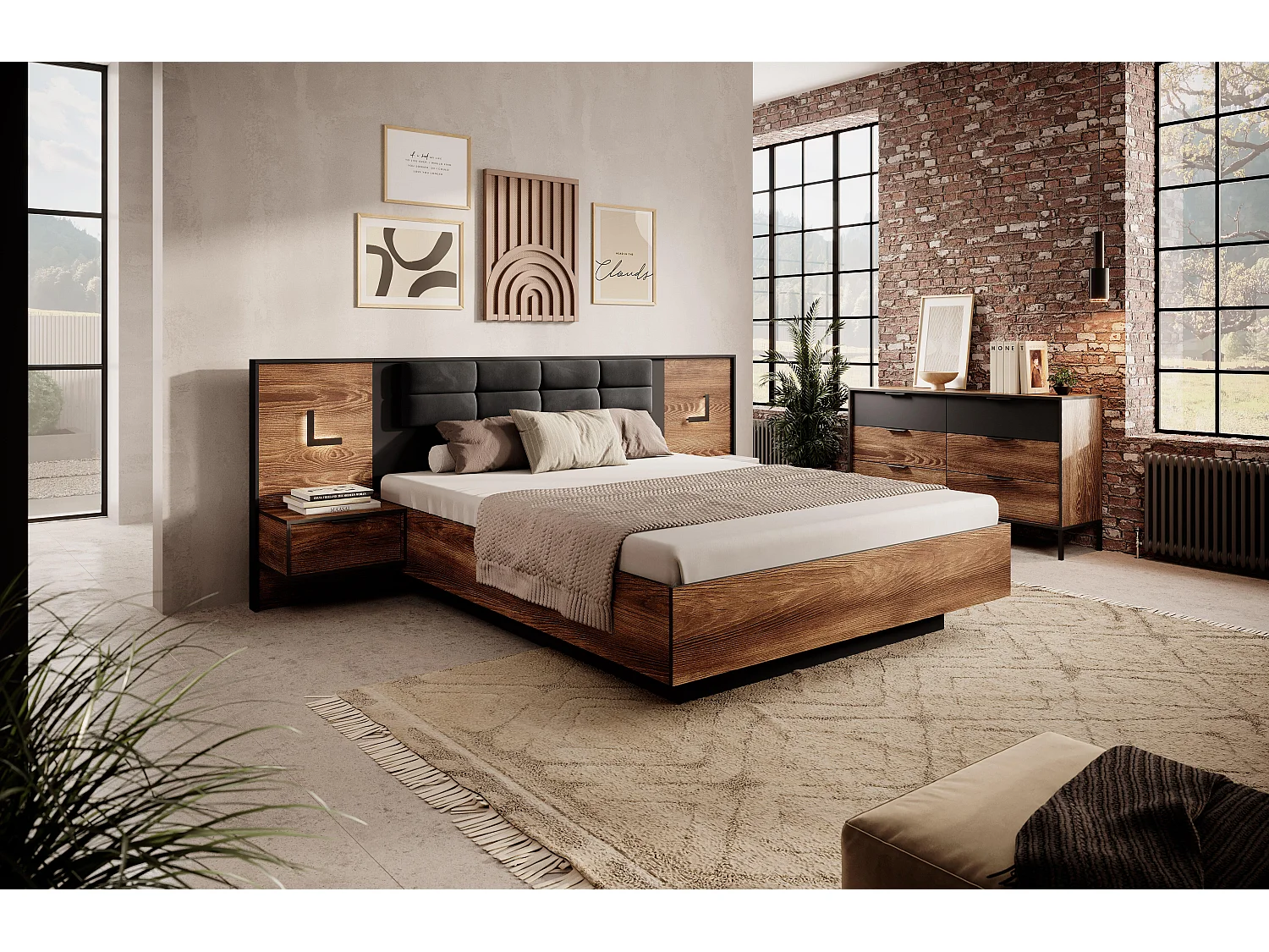 Cadre De Lit MILTON BF010 167x210x102 Brun