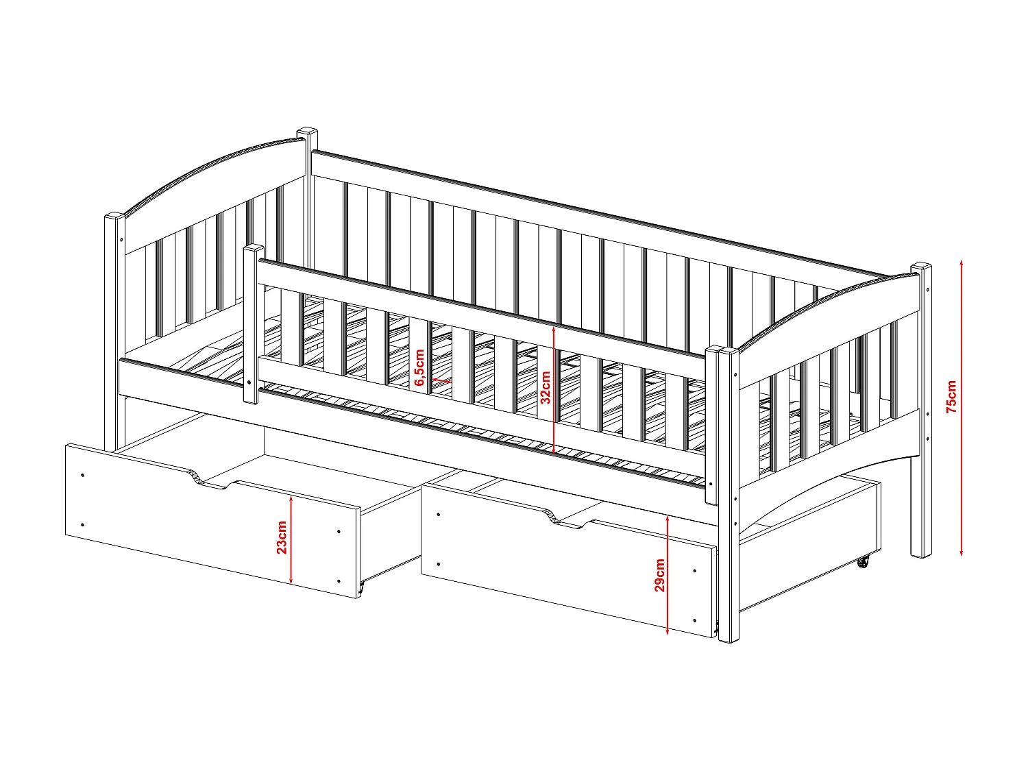 Bed GUCIO KSB004 90x190 cm Grijs