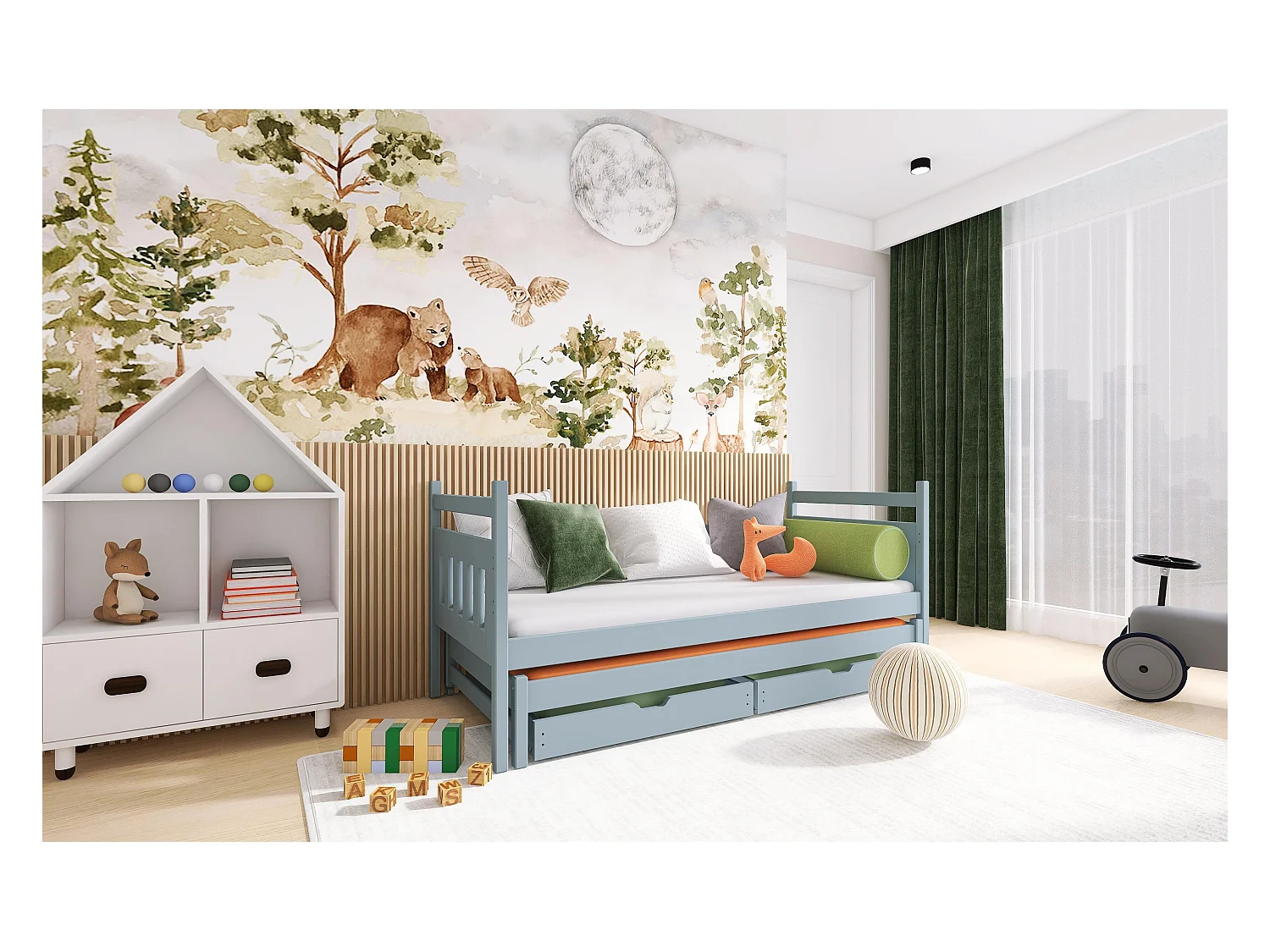 Lit enfant DANIEL KSB001 80x160 cm Gris