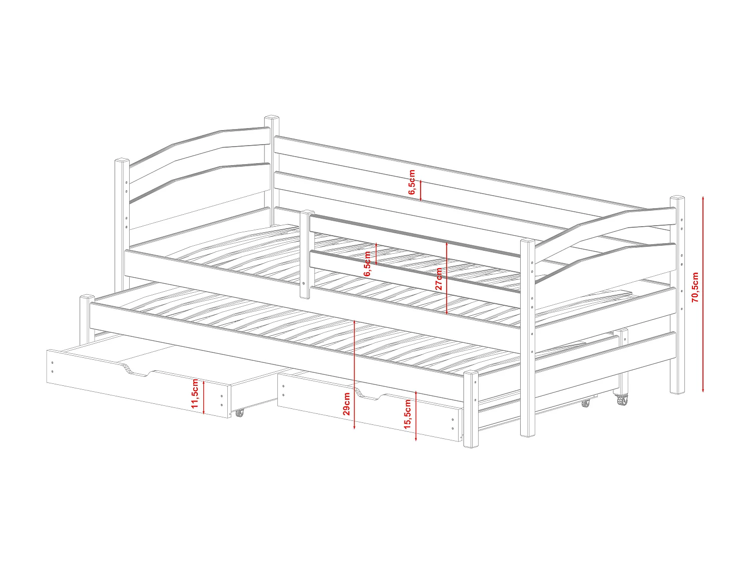 Lit enfant TOSIA KSB004 90x190 cm Graphite