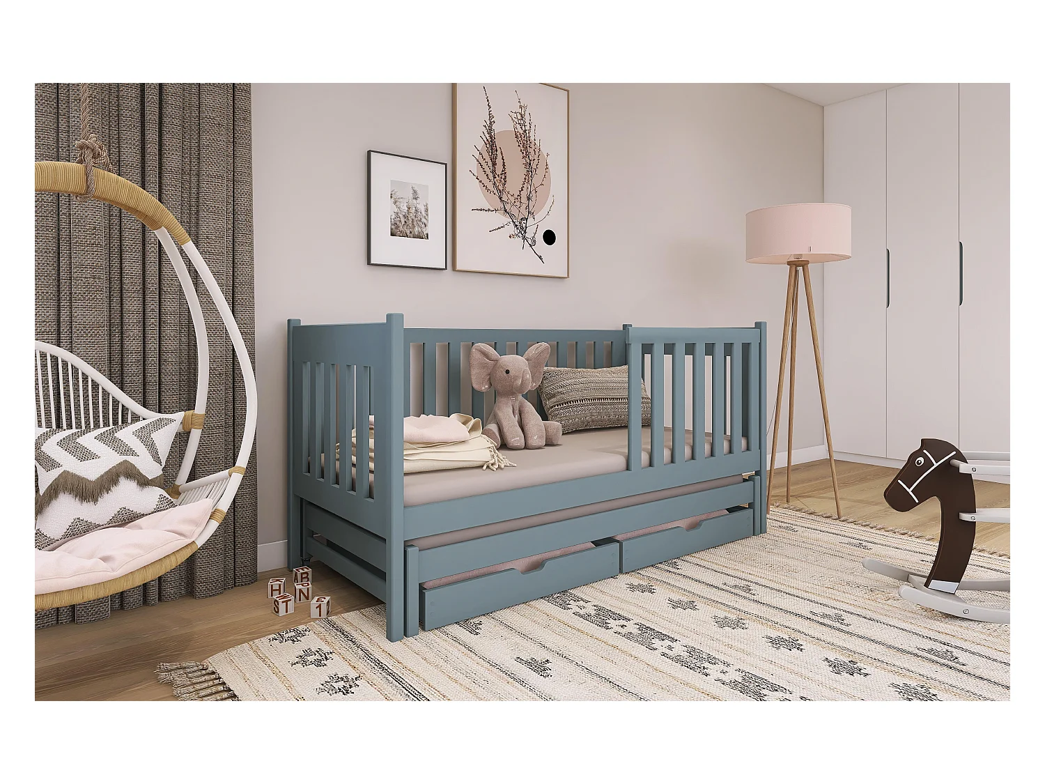 Lit enfant KAJA KSB014 80x190 cm Gris