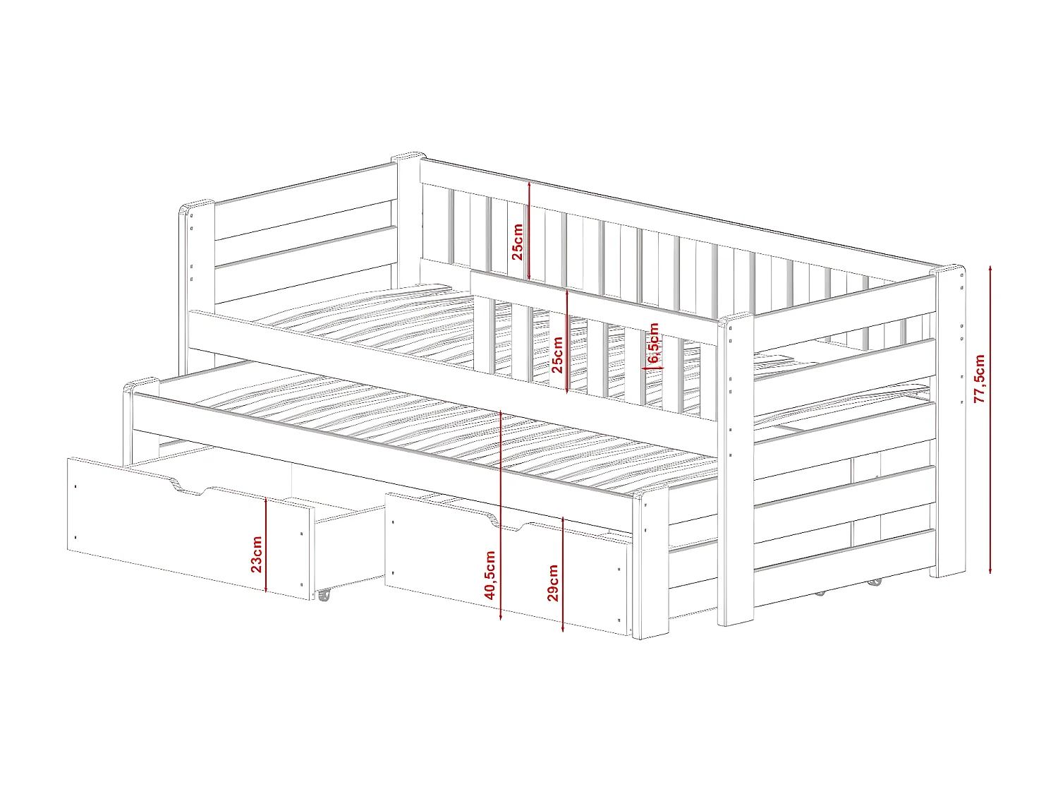Letto singolo BOLKO KSB012 90x180 cm Bianco