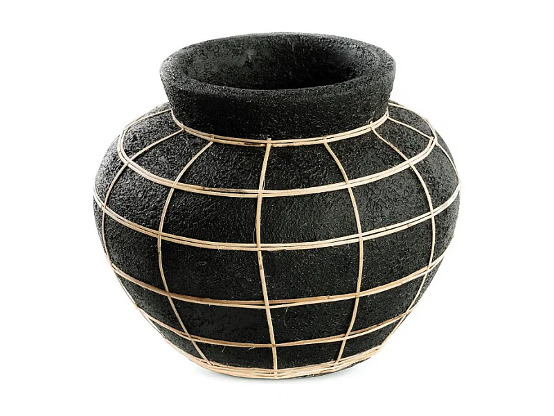 Die Belly Vase - Schwarz Natur - M