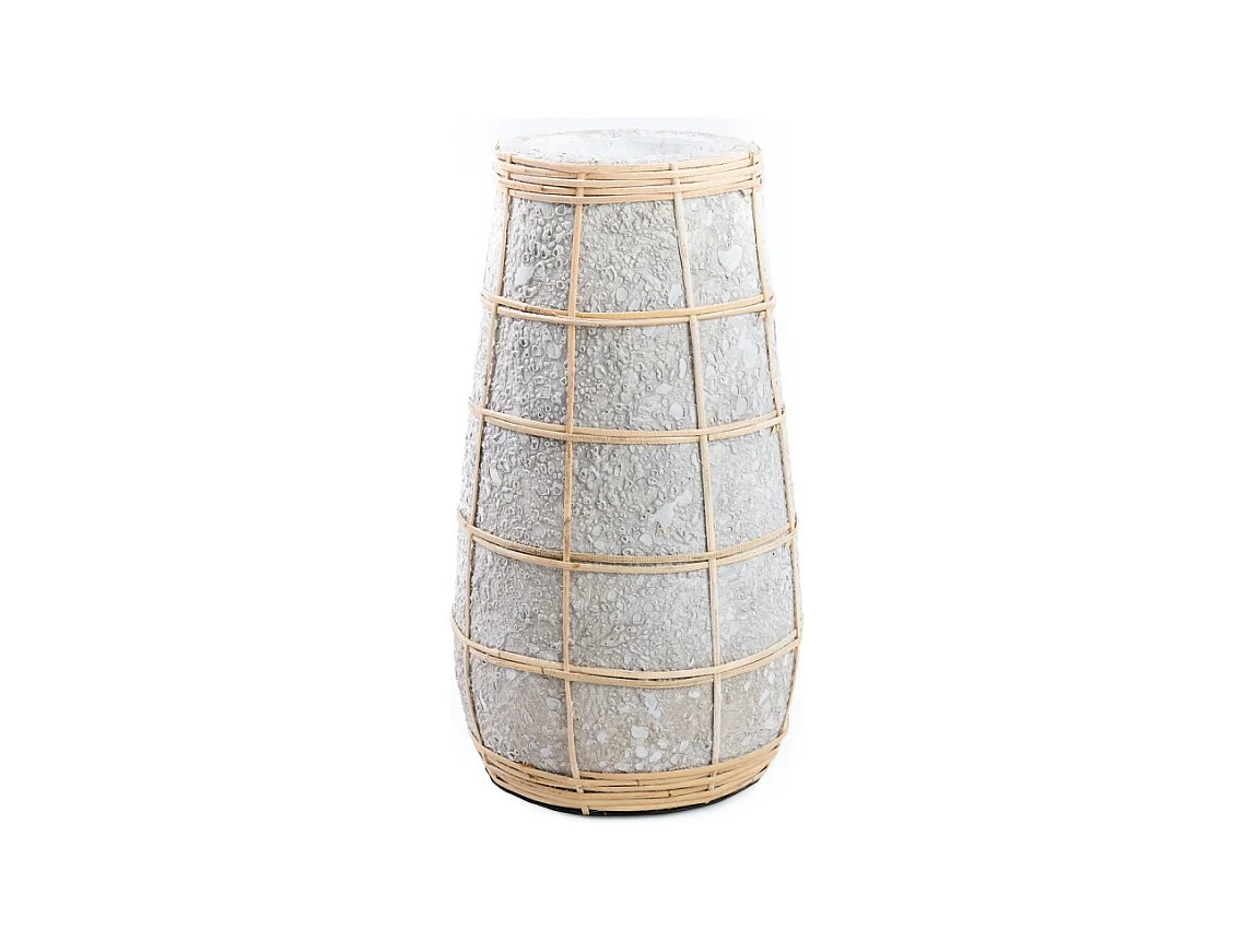 Vase avec rotin en béton naturel 14x14x31 cm