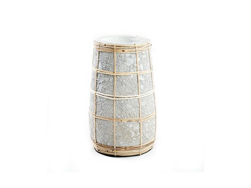 Vase avec rotin en béton naturel 14x14x22 cm