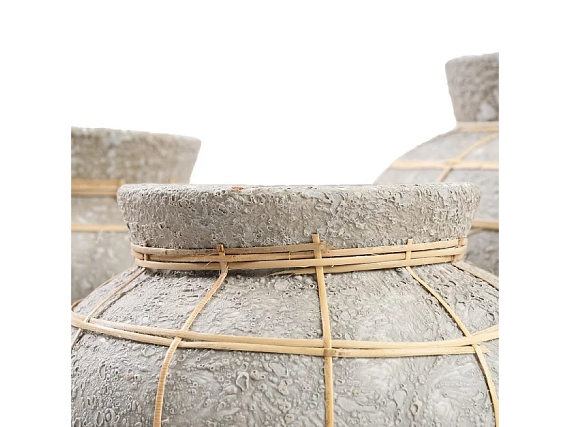 Vase avec rotin en béton naturel 29x29x23 cm