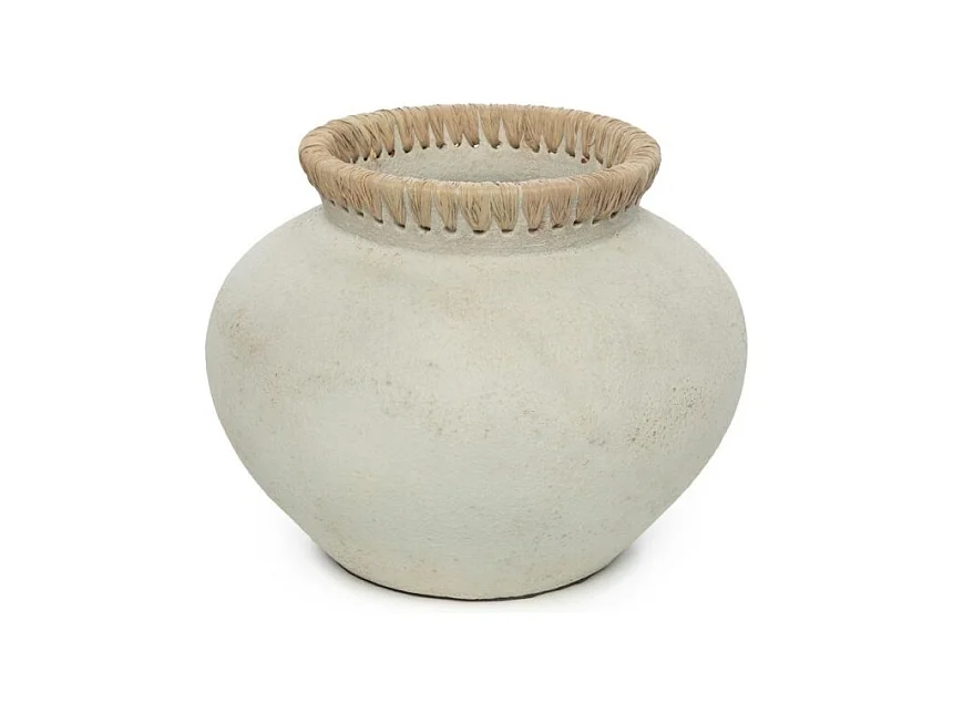 Vase rond avec col en terre cuite naturelle 29x29x23 cm
