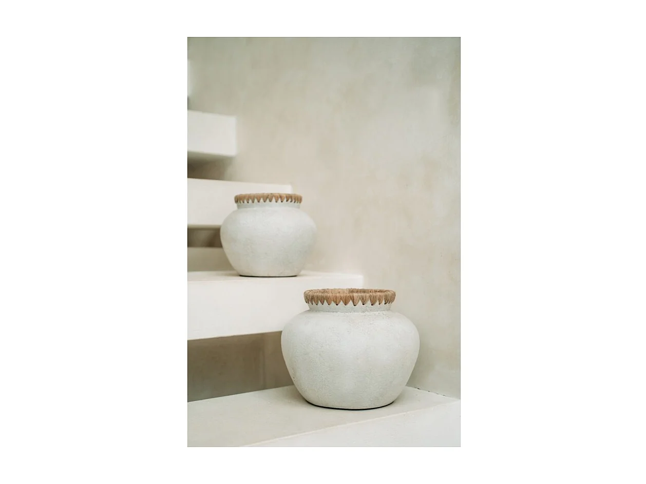 Vase rond avec col en terre cuite naturelle 29x29x23 cm