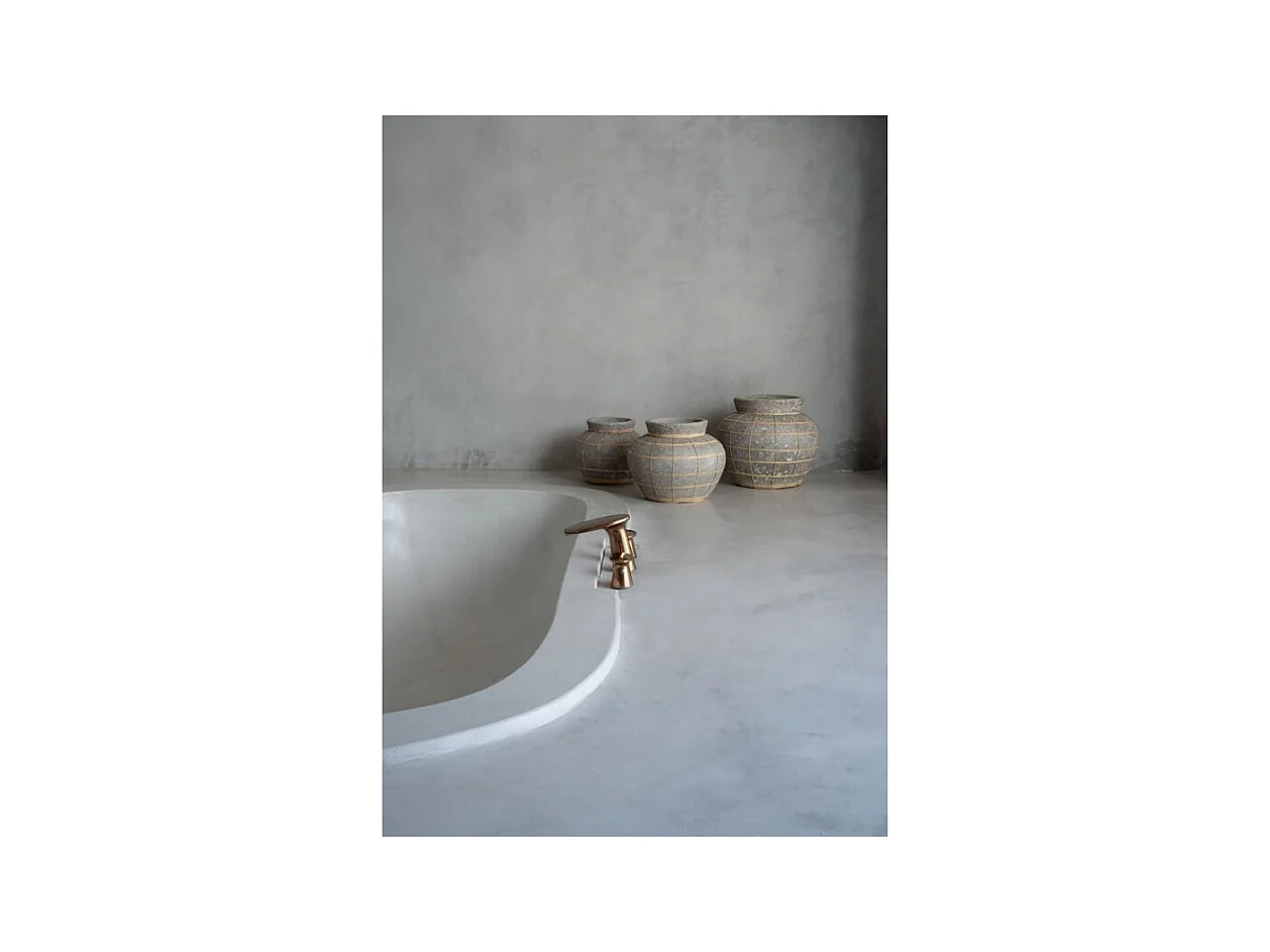 Vase avec rotin en béton naturel 33x33x27 cm