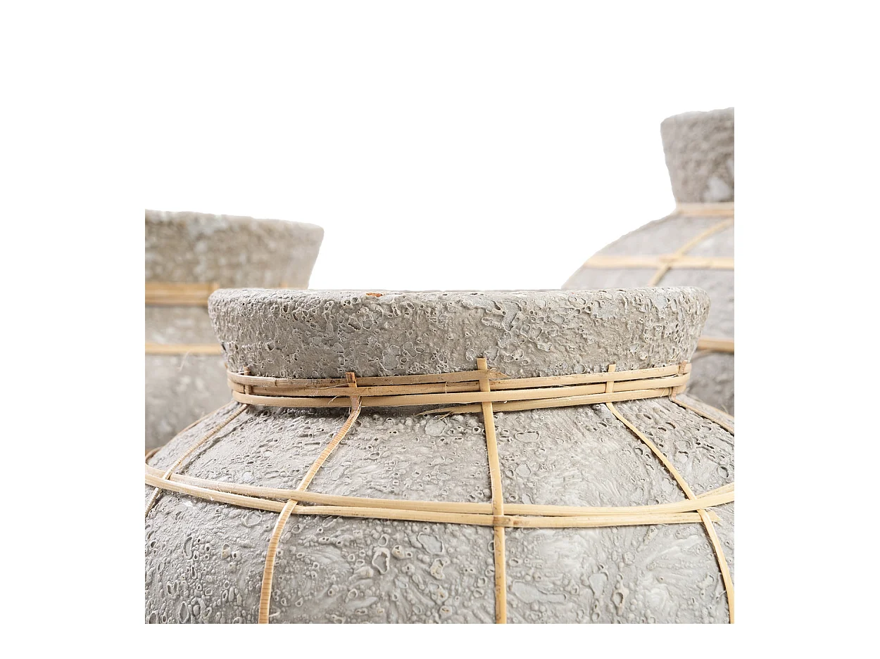 Vase avec rotin en béton naturel 33x33x27 cm