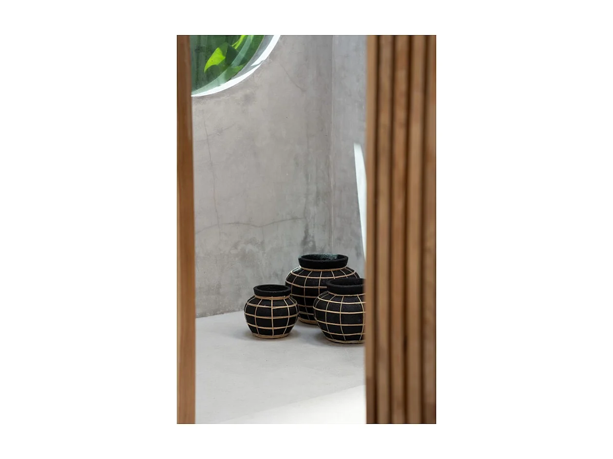 Vase avec rotin en béton noir 33x33x27 cm