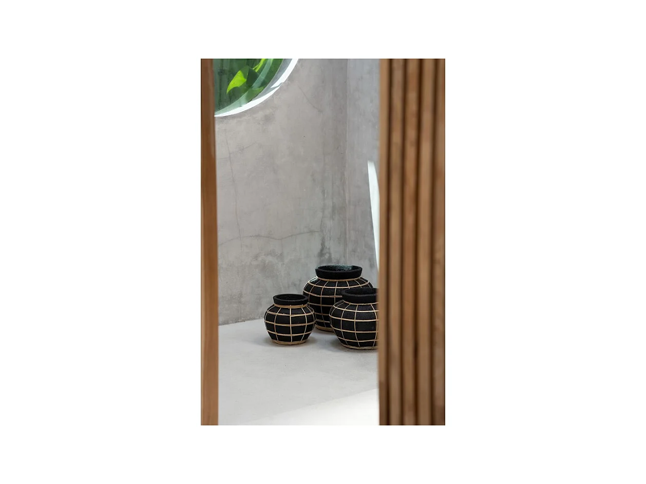 Vase avec rotin en béton noir 25x25x19cm