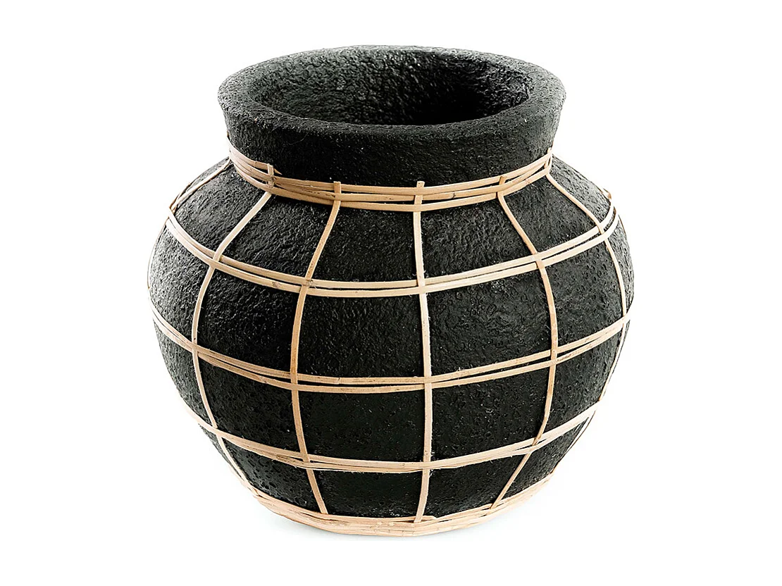 De Belly Vaas - Zwart Naturel - S