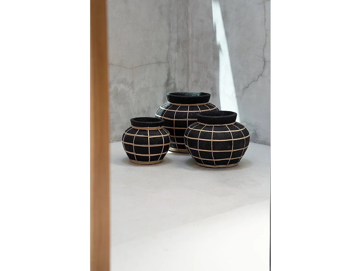 De Belly Vaas - Zwart Naturel - S