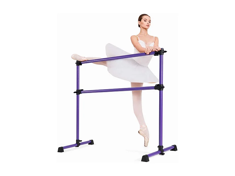 Double Barre de Danse Classique Hauteur Réglable 20-119CM avec Eponge Base Rotative Charge Max 50KG