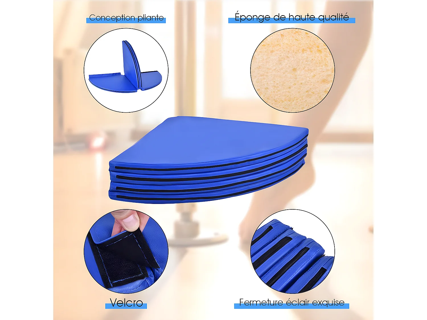 Crash Pad / Mat Tapis de Protection de Pole Dnace Epaisseur 5CM,Tapis pour Dance Diamètre 150CM 4 Morceaux Pliables en EPE