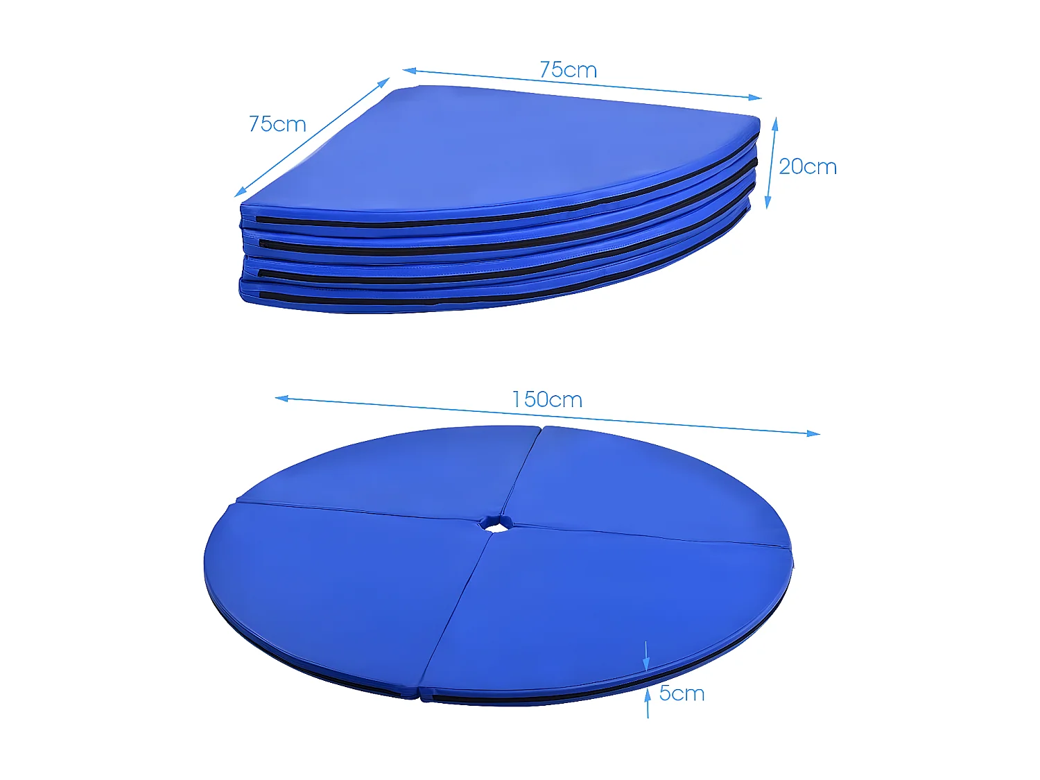 Crash Pad / Mat Tapis de Protection de Pole Dnace Epaisseur 5CM,Tapis pour Dance Diamètre 150CM 4 Morceaux Pliables en EPE