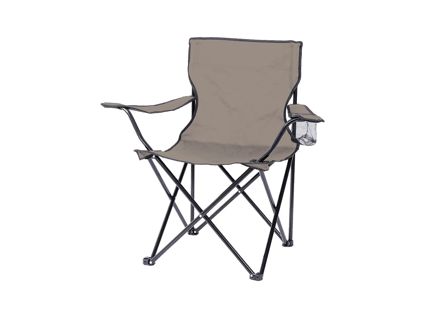 Fauteuil de camping pliable en tissu taupe – 82 x 50 x 80 cm