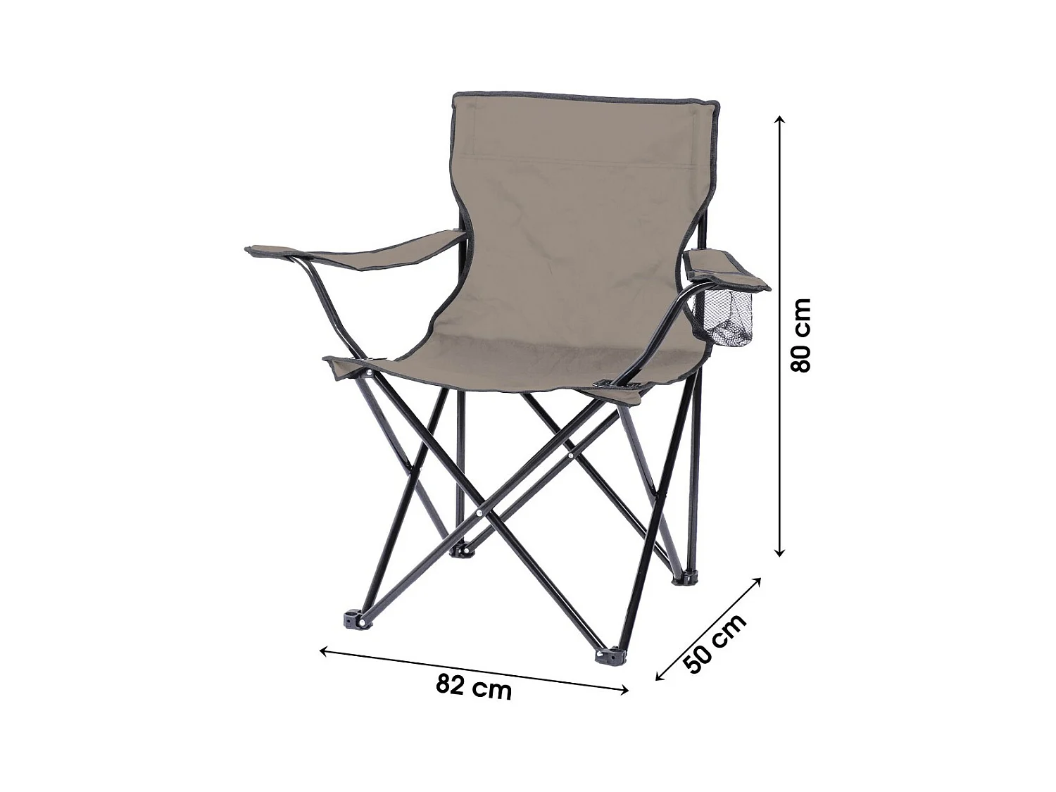 Klappbarer Campingstuhl aus Stoff in Taupe 82x50x80cm