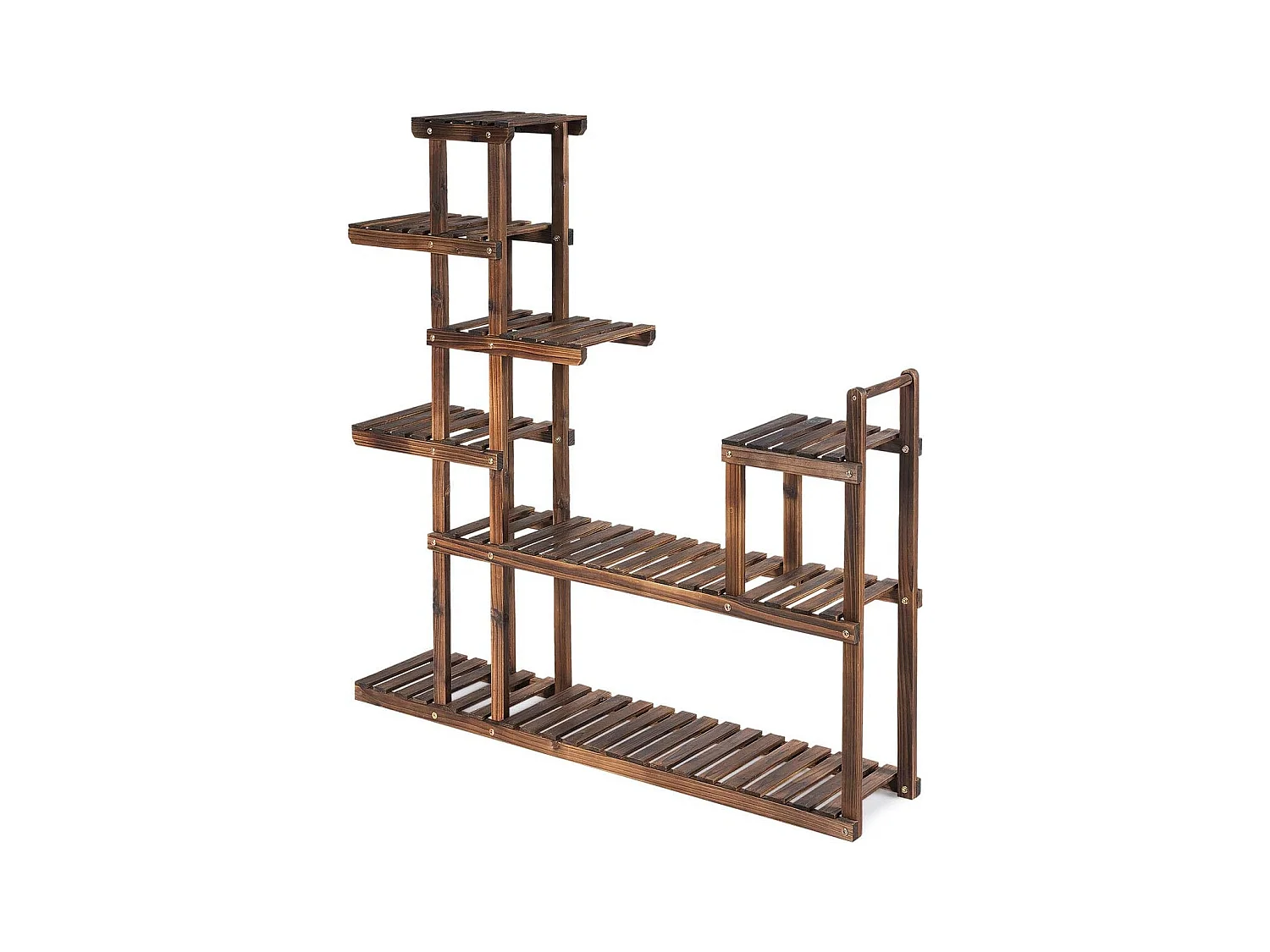 Etagère à Fleurs en Bois à 7 Niveaux Porte Plante Durable et Stable Décoration Extérieur Intérieur Décorative pour Maison Balcon Terrasse 120X25X120cm