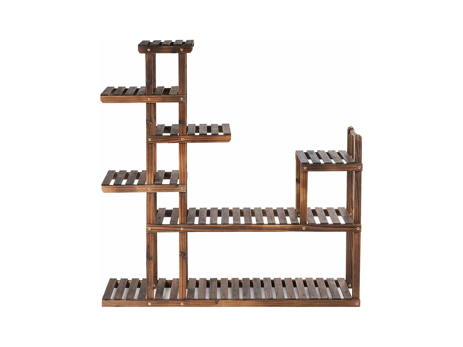 Etagère à Fleurs en Bois à 7 Niveaux Porte Plante Durable et Stable Décoration Extérieur Intérieur Décorative pour Maison Balcon Terrasse 120X25X120cm