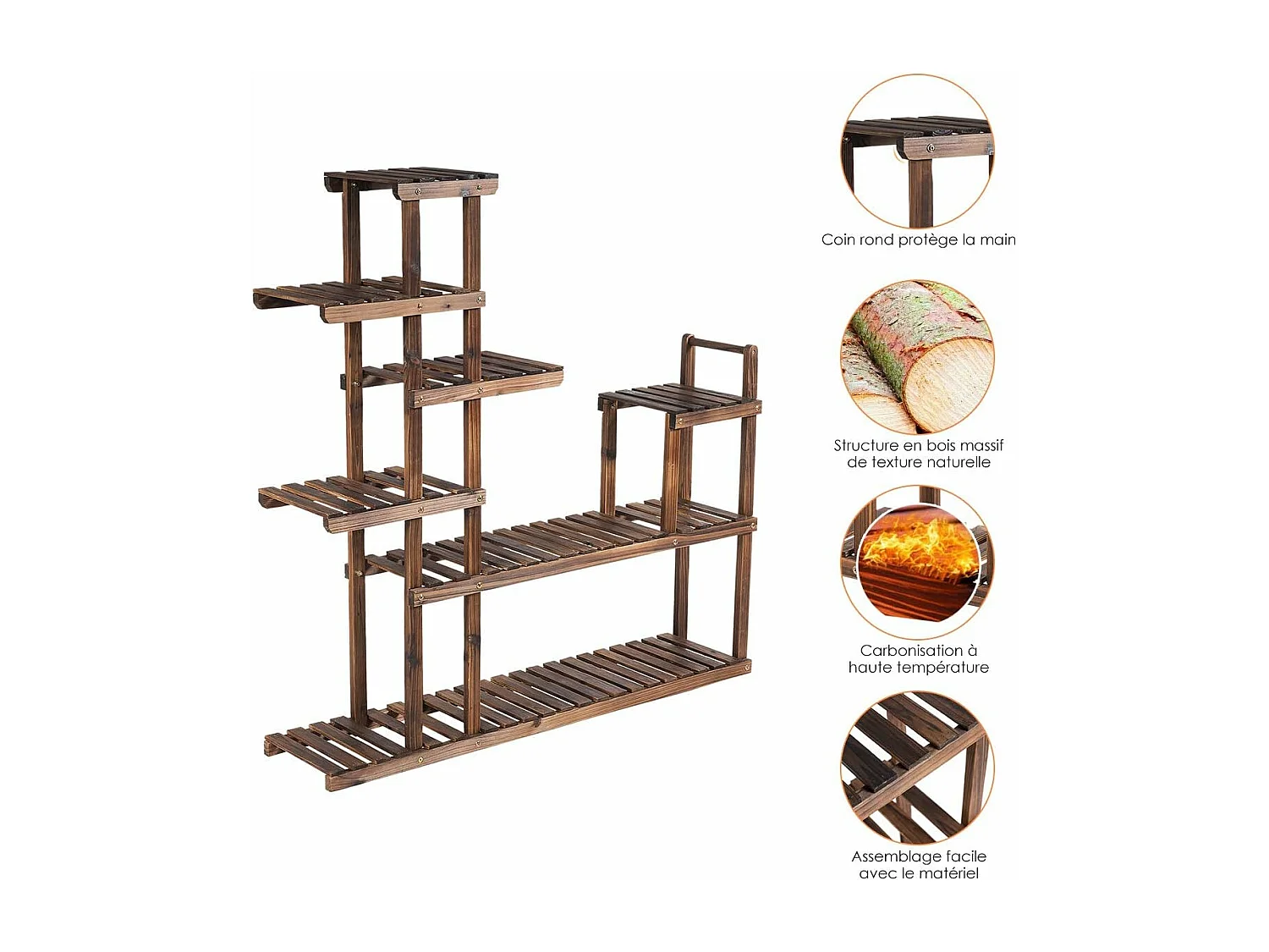 7-laags houten bloemenplank plantenstandaard duurzame en stabiele decoratieve buiten- en binnendecoratie voor thuis balkonterras 120X25X120cm