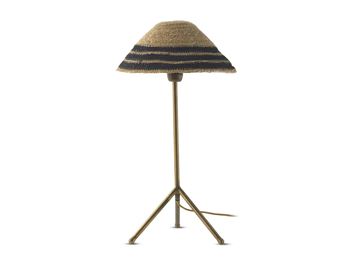 Lampe de table avec abat-jour en fibre naturelle tressée