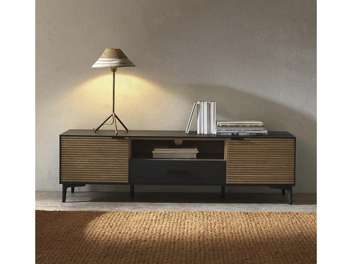 Lampe de table avec abat-jour en fibre naturelle tressée